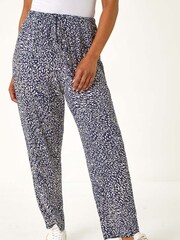 Roman Blue Petite Abstract Print Stretch Trousers - Image 4 of 5