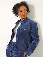 Roman Blue Petite Corduroy Button Jacket - Image 1 of 5