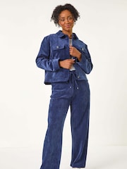 Roman Blue Petite Corduroy Button Jacket - Image 2 of 5