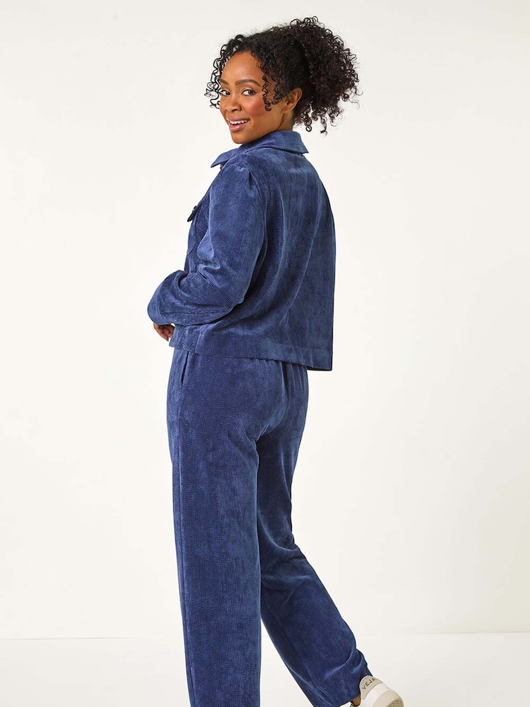 Roman Blue Petite Corduroy Button Jacket - Image 3 of 5