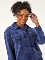 Roman Blue Petite Corduroy Button Jacket - Image 4 of 5