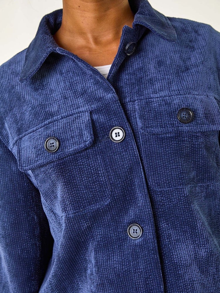 Roman Blue Petite Corduroy Button Jacket - Image 5 of 5