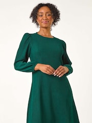 Roman Green Petite Textured Swing Stretch Dress - Image 1 of 5