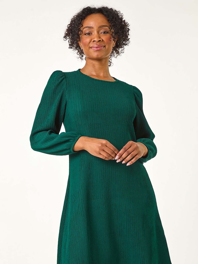 Roman Green Petite Textured Swing Stretch Dress - Image 1 of 5