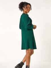 Roman Green Petite Textured Swing Stretch Dress - Image 3 of 5
