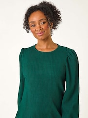 Roman Green Petite Textured Swing Stretch Dress - Image 4 of 5