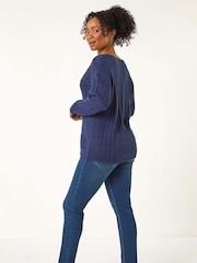 Roman Blue Petite V-Neck Knit Jumper - Image 3 of 5