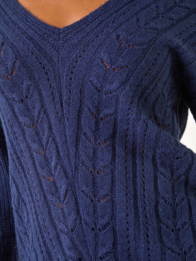 Roman Blue Petite V-Neck Knit Jumper - Image 5 of 5