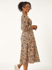 Roman Black Petite Floral Stretch Midi Dress - Image 3 of 5