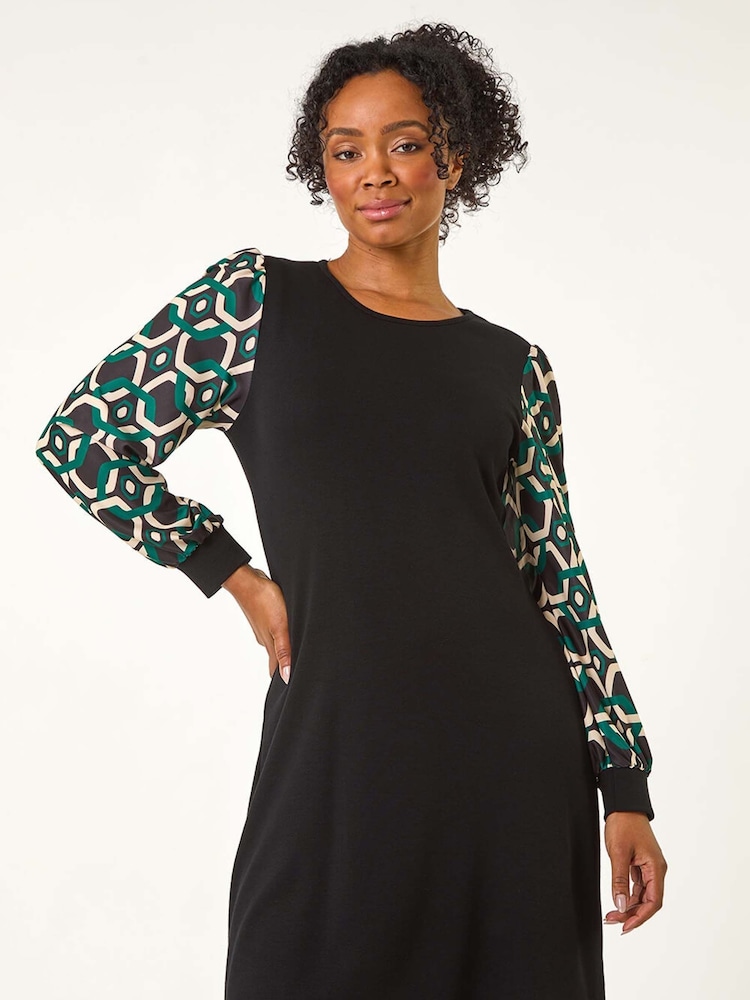 Roman Green Petite Geometric Sleeve Shift Dress - Image 1 of 5