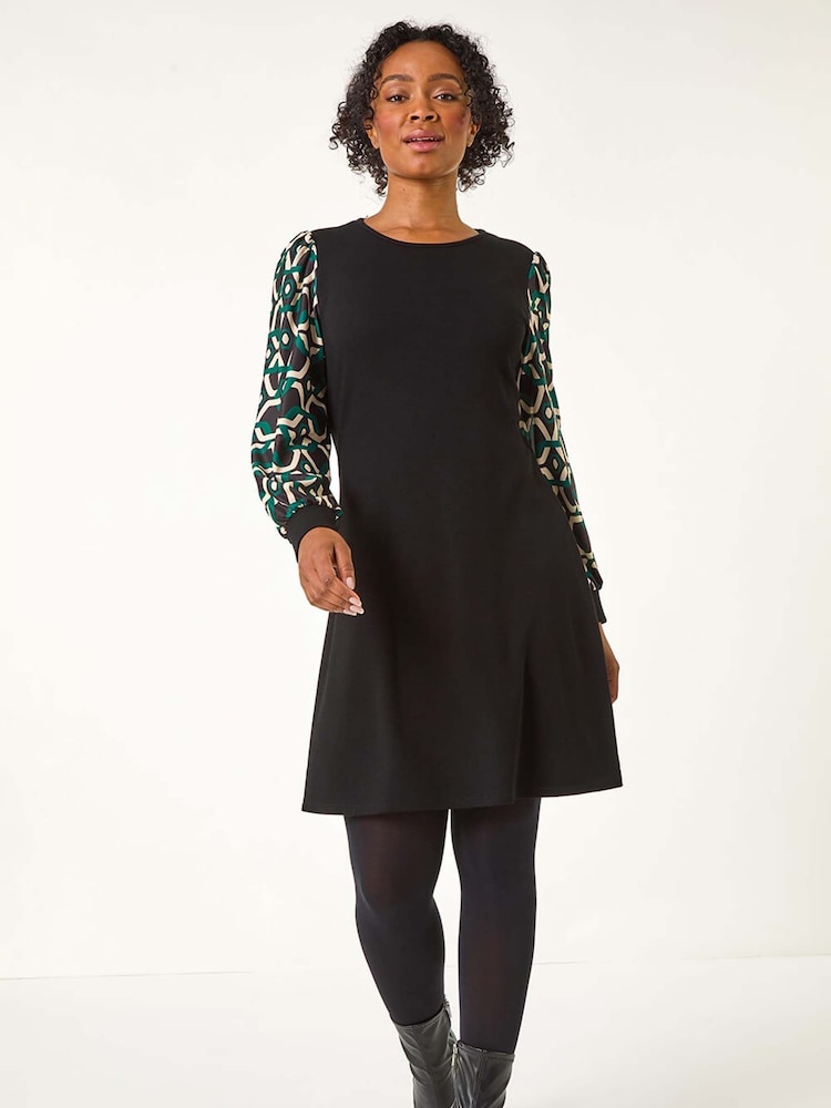 Roman Green Petite Geometric Sleeve Shift Dress - Image 2 of 5