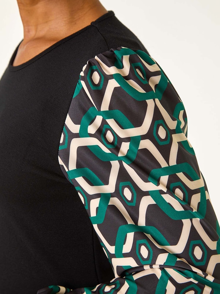Roman Green Petite Geometric Sleeve Shift Dress - Image 5 of 5