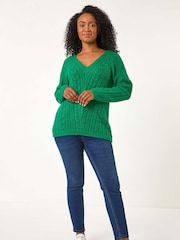 Roman Green Petite V-Neck Knit Jumper - Image 2 of 5