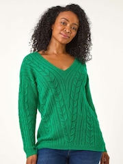 Roman Green Petite V-Neck Knit Jumper - Image 4 of 5