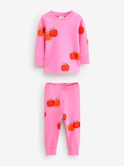 Pink All-Over Apple Printed 100% Cotton Pyjamas - Image 1 of 1