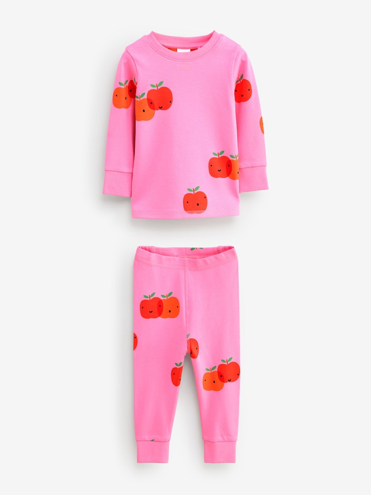 Pink All-Over Apple Printed 100% Cotton Pyjamas - Image 1 of 1