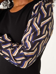 Roman Blue Petite Geo Print Sleeve Shift Dress - Image 5 of 5