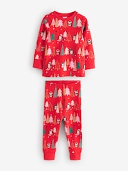 Red Pure Cotton Snuggle Trees Print Pyjamas Set - Image 1 of 1