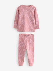 Pink Pure Cotton Snuggle Heart All Over Print Pyjamas Set - Image 1 of 1