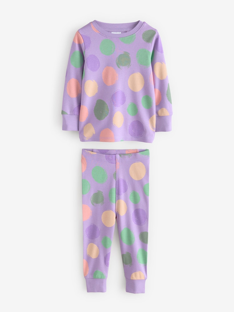Purple Pure Cotton Snuggle Spotted Pyjamas Set - Image 1 of 1