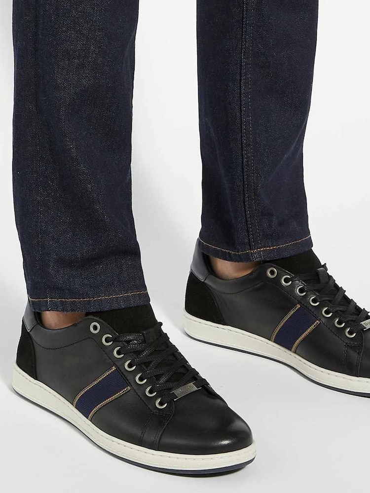 Dune London Black Trint Webbing Stripe Retro Trainers - Image 1 of 6