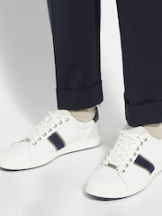 Dune London White Trint Webbing Stripe Retro Trainers - Image 6 of 6