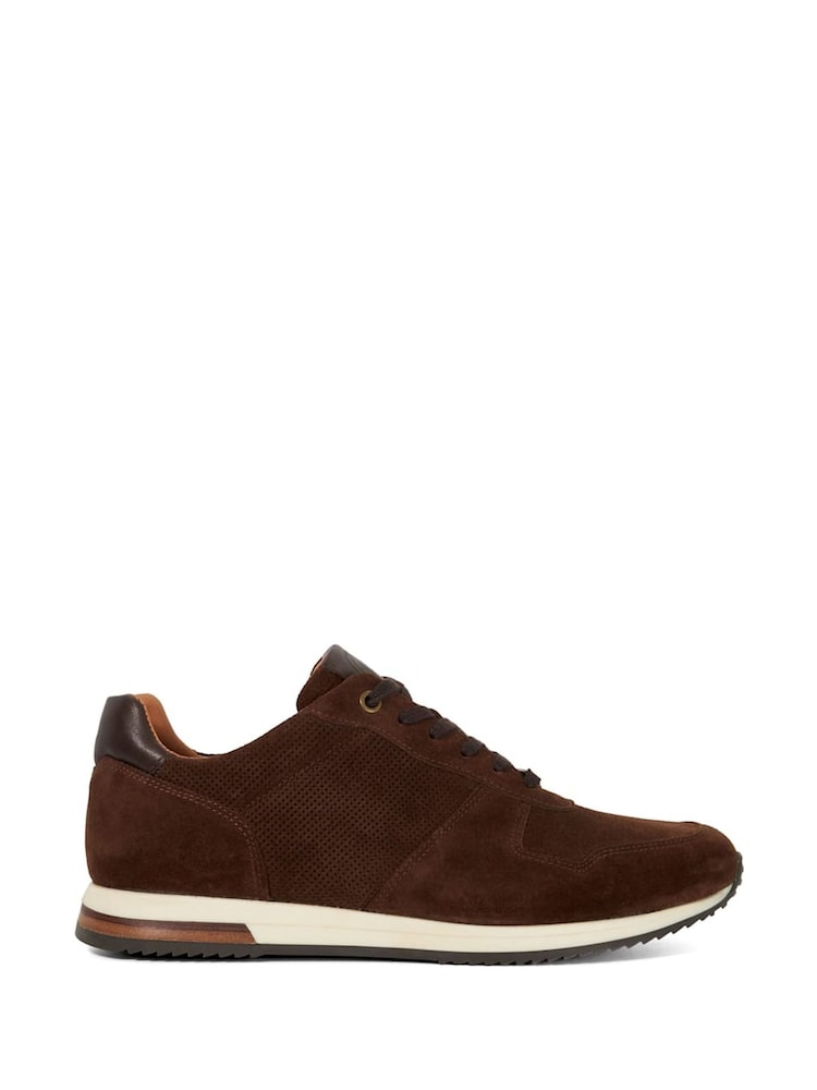 Dune London Brown Standard Fit Trilogy Perforated Runner Trainers - Image 2 of 6