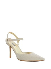 Glitter Gold - Dune London Channel Y Back Open Court Heels - Imagem 2 de 6