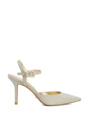 Glitter Gold - Dune London Channel Y Back Open Court Heels - Imagem 3 de 6
