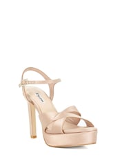 Dune London Natural Mayve Cutout Satin Platform Heels - Image 2 of 6