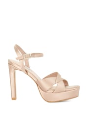 Dune London Natural Mayve Cutout Satin Platform Heels - Image 4 of 6