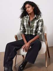 Mint Velvet Khaki Green Western Checked Shirt - Image 5 of 7
