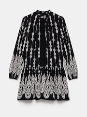 Mint Velvet Black Crochet Print Mini Dress - Image 6 of 7