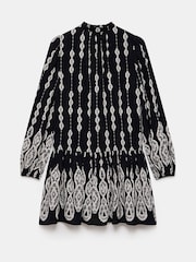Mint Velvet Black Crochet Print Mini Dress - Image 7 of 7