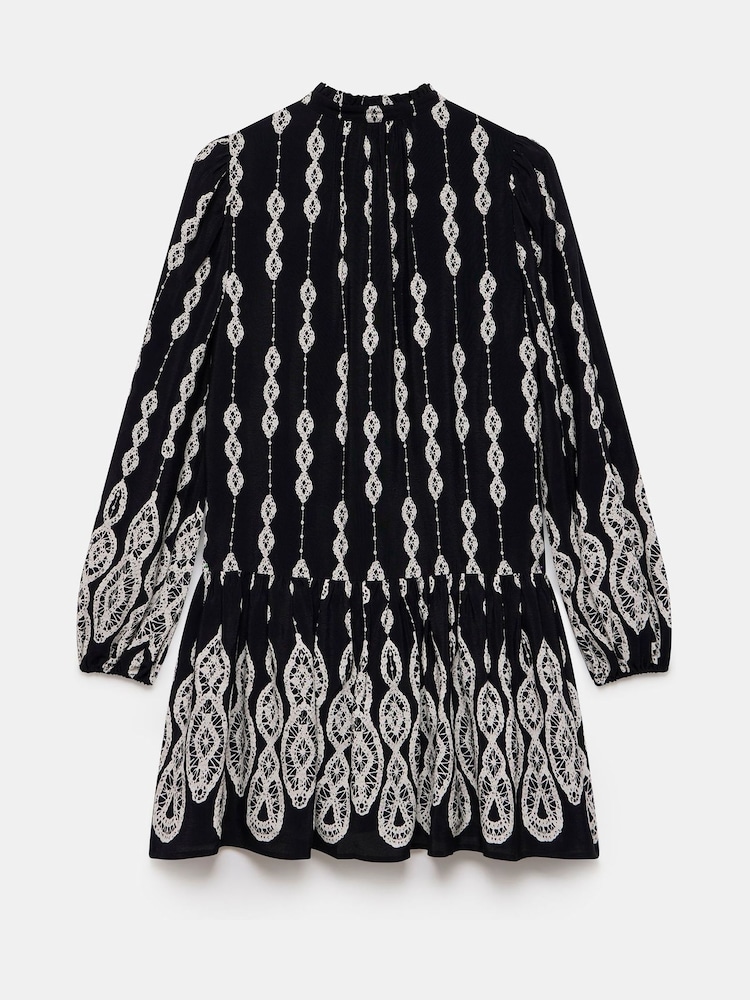 Mint Velvet Black Crochet Print Mini Dress - Image 7 of 7 Mint Velvet Black Crochet Print Mini Dress - Image 7 of 7