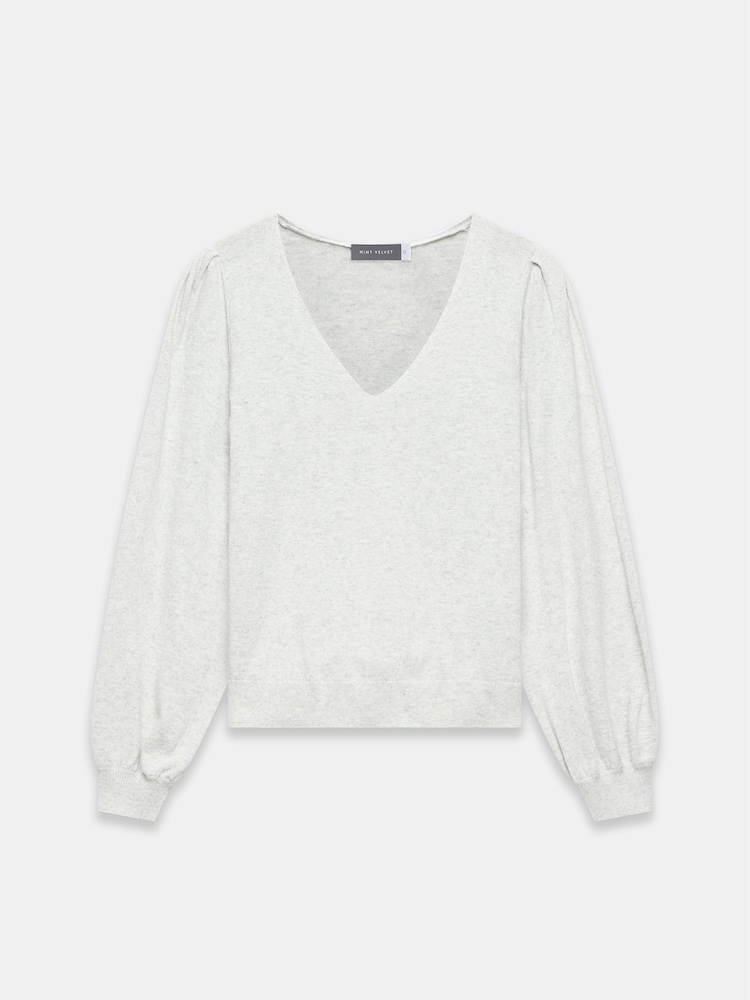 Mint Velvet Grey V-Neck Jumper - Image 1 of 7