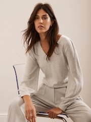 Mint Velvet Grey V-Neck Jumper - Image 2 of 7