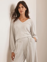 Mint Velvet Grey V-Neck Jumper - Image 5 of 7