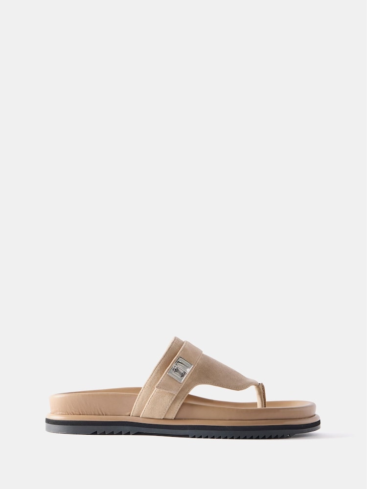 Mint Velvet Cream Chunky Flip Flop Sandals - Image 1 of 3
