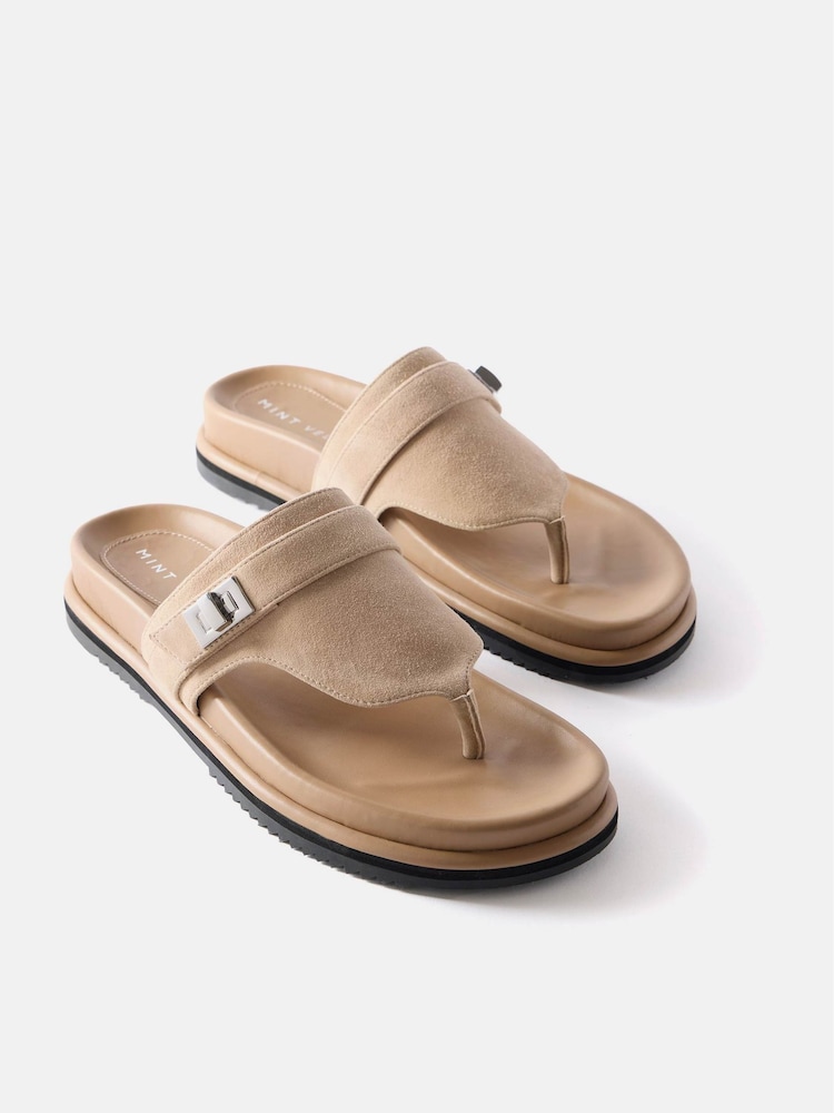 Mint Velvet Cream Chunky Flip Flop Sandals - Image 2 of 3