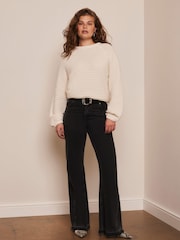 Mint Velvet White Cotton Blend Ribbed Jumper - Image 3 of 7