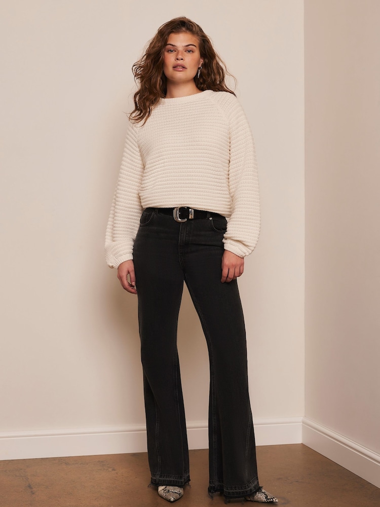 Mint Velvet White Cotton Blend Ribbed Jumper - Image 3 of 7