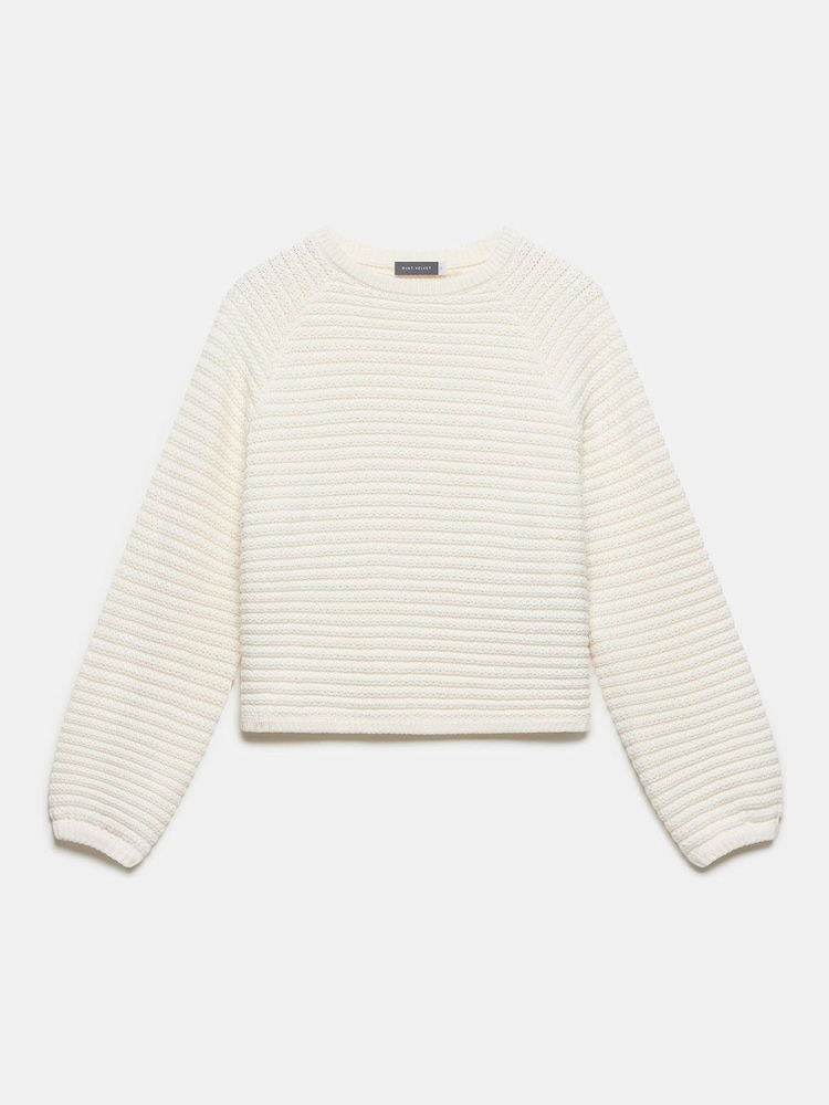 Mint Velvet White Cotton Blend Ribbed Jumper - Image 6 of 7