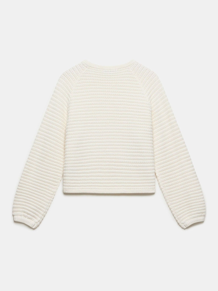 Mint Velvet White Cotton Blend Ribbed Jumper - Image 7 of 7