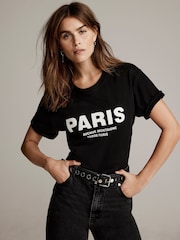 Mint Velvet Black 100% Cotton Paris T-Shirt - Image 5 of 7