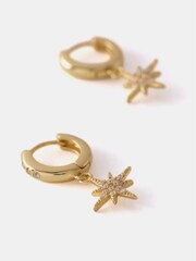 Mint Velvet Gold Tone Star Hoop Earrings - Image 1 of 4