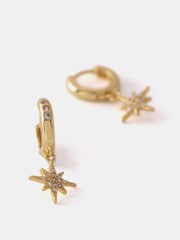 Mint Velvet Gold Tone Star Hoop Earrings - Image 2 of 4