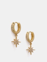 Mint Velvet Gold Tone Star Hoop Earrings - Image 3 of 4