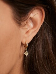 Mint Velvet Gold Tone Star Hoop Earrings - Image 4 of 4