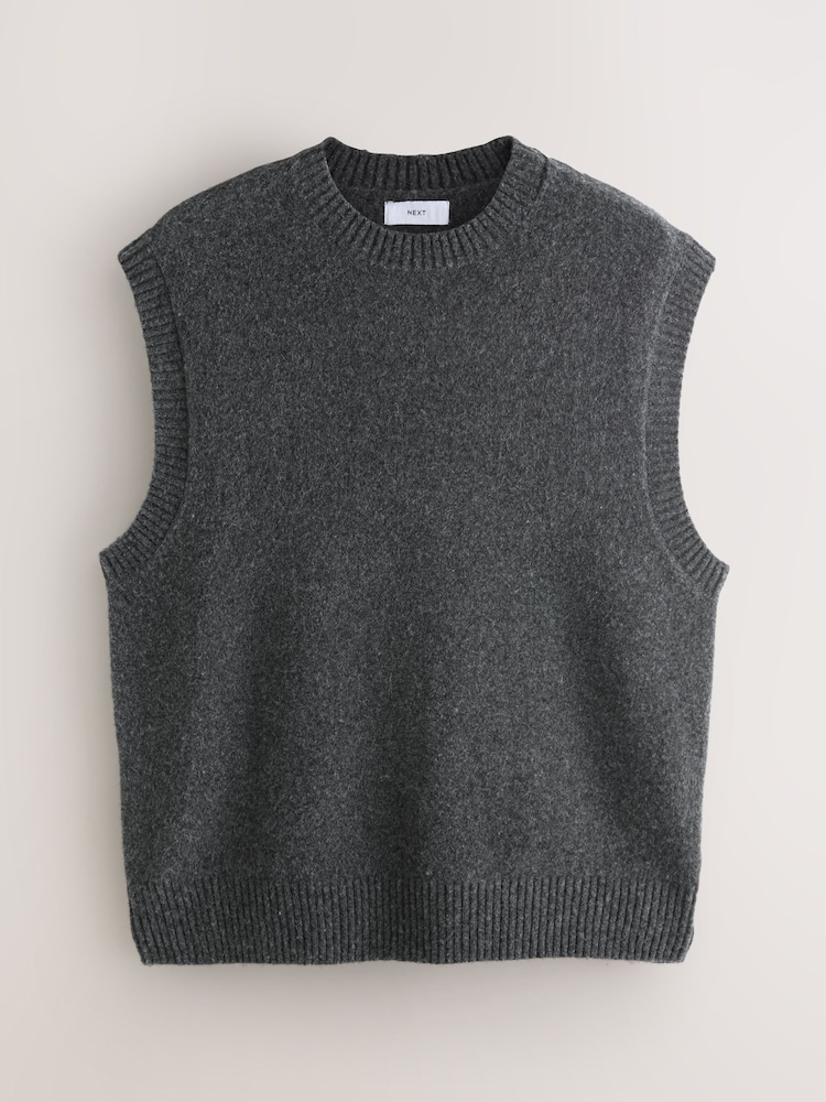 Gri cenuşiu - Relaxed Fit Cosy Guler rotund Tricotat Maiou Tricotat cu Lână - Image 5 of 7